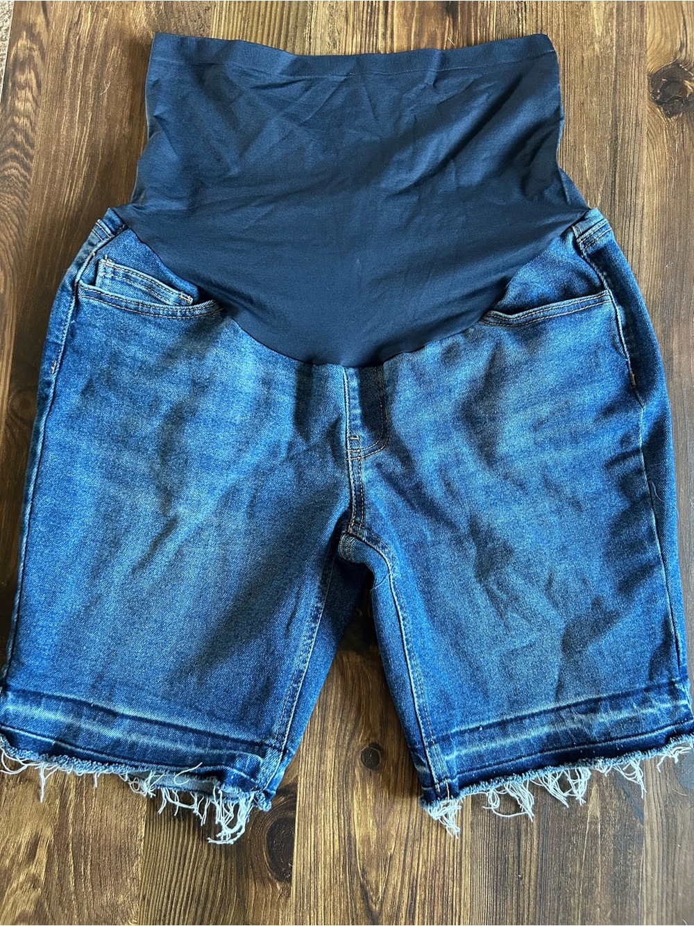Maternity Denim Jean Shorts Lot Full Panel Medium 8-10 - Picture 3 of 10